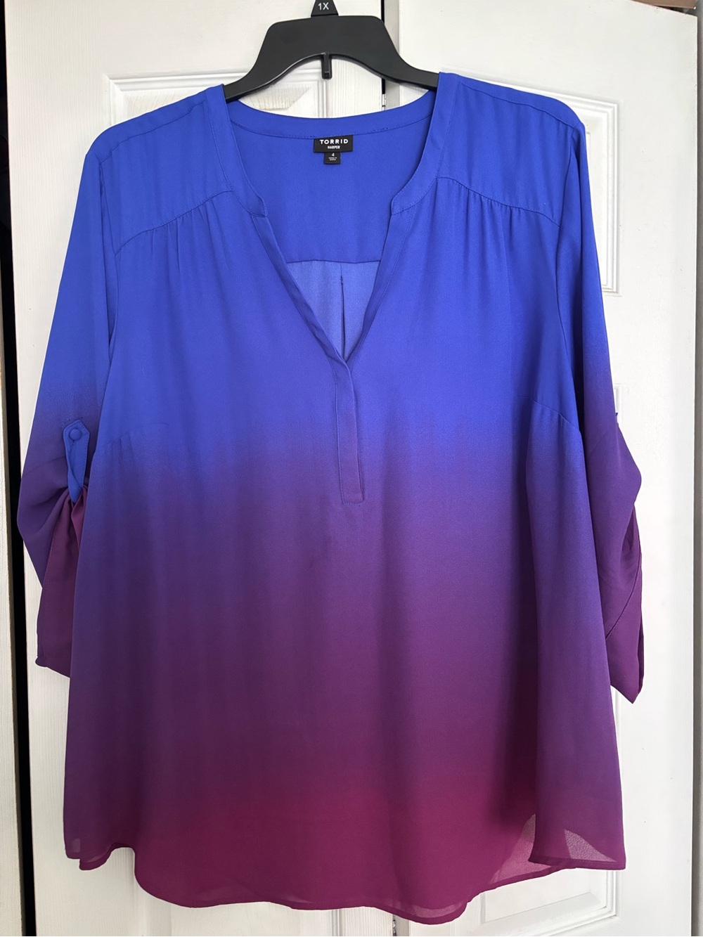 torrid Blue to Purple Ombre Split-Neck Tunic